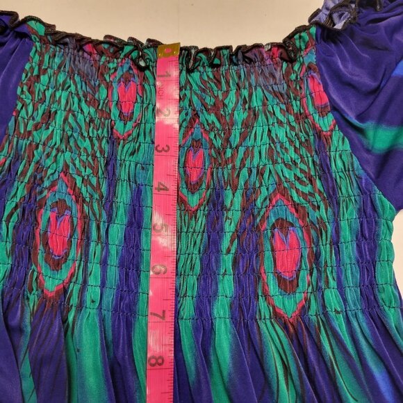 Long Sleeve Maxi Dress Peacok Motif Long Dress - One Size Fits Most- NEW ! - Picture 9 of 10